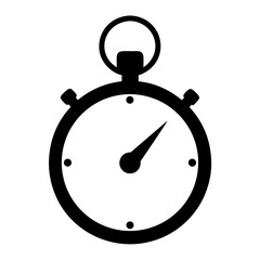 Simple Black Silhouette of a Traditional Stopwatch for Timing Activities
