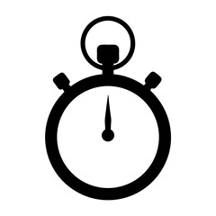 Simple black and white stopwatch icon for time management and efficiency