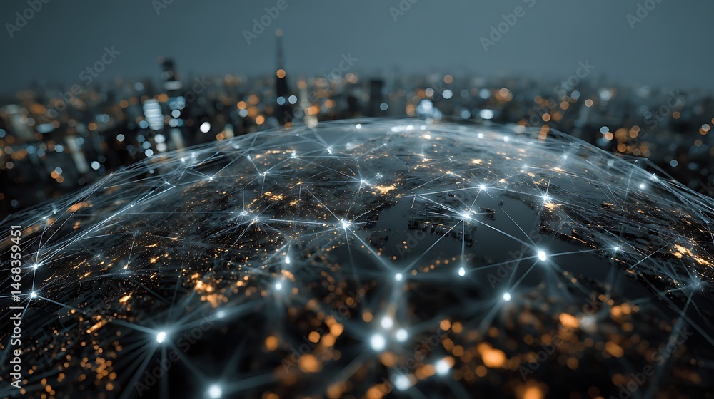 Aufkleber a futuristic image that represents the world being fully connected to technology and the growing imp