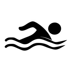 Swimming Icon Illustrating a Person in Water, Engaging in Aquatic Sport