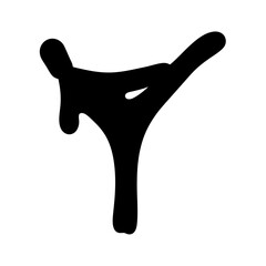 Abstract Silhouette of a Person Performing a Side Kick in Black