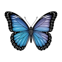 In this stunning image, a blue butterfly is captured with intricate detail against a transparent background, showcasing the delicate beauty of this magnificent creature. Flying wings Generative AI