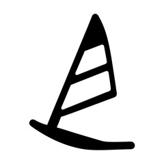A bold icon of windsurfing sail representing a wind driven watercraft