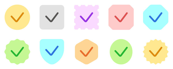 Vector check checkmark verify mark icon. Black, white background. Perfect for app and web interfaces, infographics, presentations, marketing, etc.