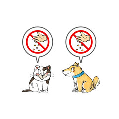 猫、犬に餌やり禁止マーク
