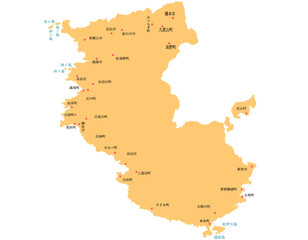 和歌山県　地図　オレンジ　斑点　イラスト