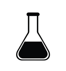 Science beaker silhouette. A silhouette image of a science beaker, also known as a chemistry flask or laboratory glassware, representing scientific experimentation.  clipart illustration design.