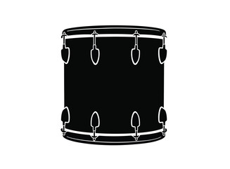 Tenor drum silhouette. This image presents a bold outline of a tenor drum, a percussion instrument used in marching bands, emphasizing rhythm, energy, and performance.  clipart illustration design.