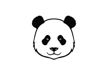 Obraz premium Panda head silhouette. This image shows a black and white outline of a panda's head, also known as a bear face contour. Vector clipart illustration design.