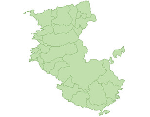 和歌山県　地図　黄緑　イラスト