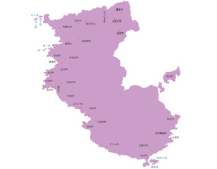 和歌山県　地図　紫　斑点　イラスト