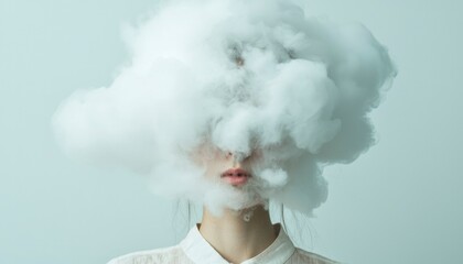 Woman obscured by a cloud