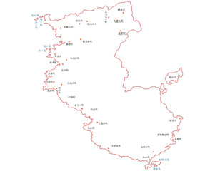 和歌山県　地図　白　斑点　イラスト