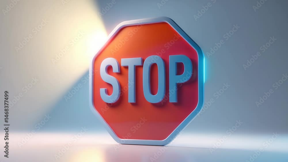 Poster ai stop icon with delete symbol and empty prohibition or restriction red sign