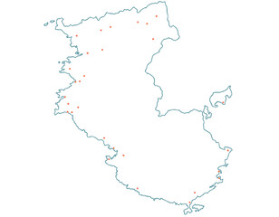 和歌山県　地図　白　斑点　イラスト