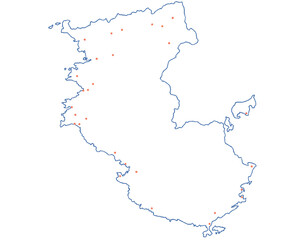 和歌山県　地図　白　斑点　イラスト