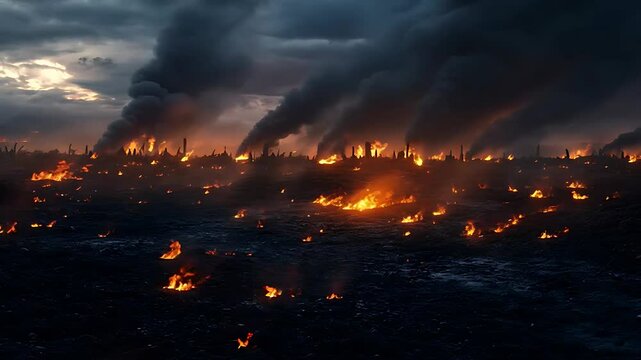 Fire burning on the battleground warzone