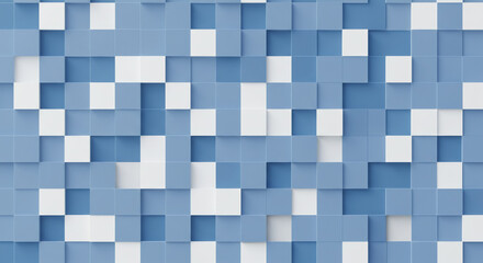 Clean Blue White Squares Seamless Grid Flat Design Matte Finish