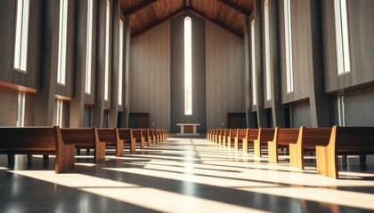 Modern church interior with minimalist design