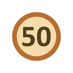 Flat Traffic Icon With 50 Number Inside Circular Border Design