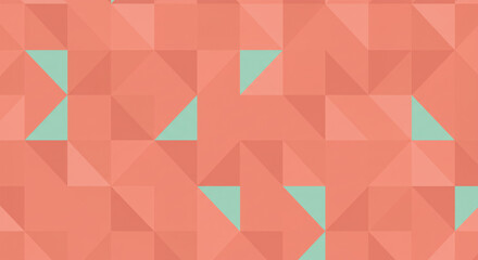 Seamless Coral Mint Triangular Tessellation Flat Design Symmetrical Matte