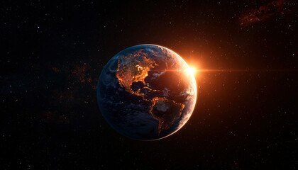 Fototapeta premium Earth rising in space