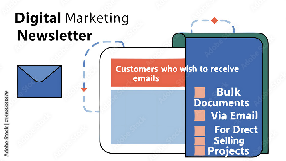 Poster digital marketing newsletter concept diagram send bulk documents via email direct selling projects i