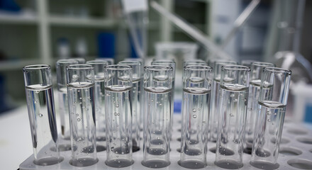 Examining Liquid Samples in Glass Test Tubes in a Research Lab