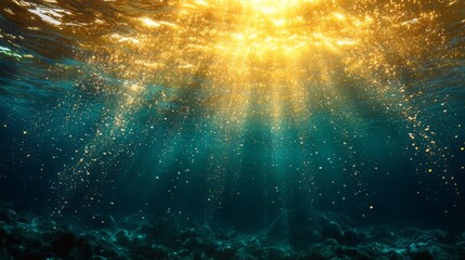 Golden Sunlight Illuminating Underwater Scene