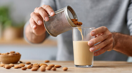 Diy nut milk preparation with almonds – a guide to healthy food trends