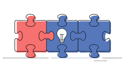 Fototapeta premium 3 jigsaw puzzle on solid yellow background using as 3 important thing combine or working together to success or solve problem 26349735 1