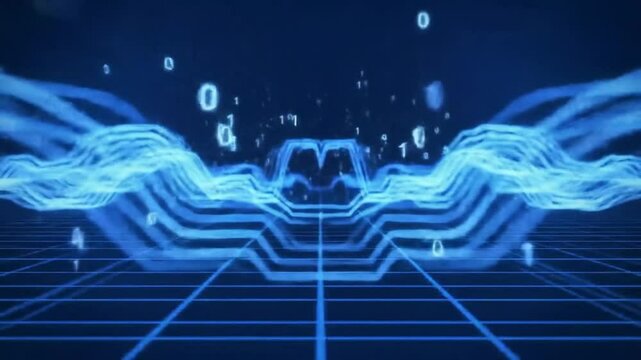 Abstract Digital Binary Code Flow Through a Grid
