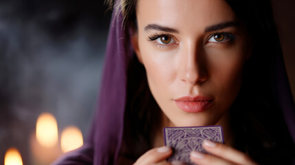 Mystical tarot reading with enigmatic reader in flowing attire