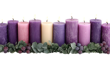 Illuminating Memories, A Collection of Candles Adorned with Festive Foliage
