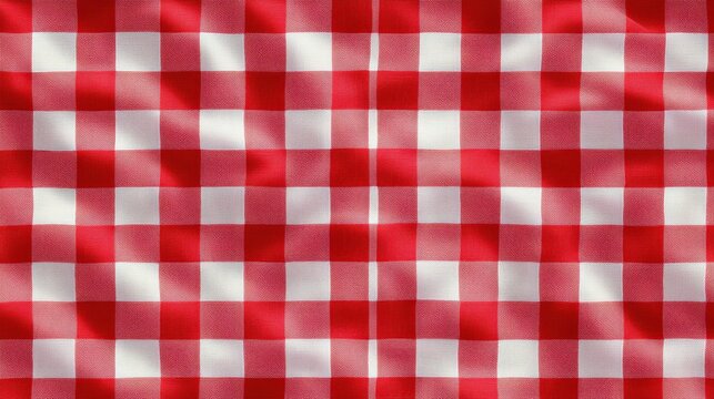 Red and white checkered fabric, classic picnic vibes.