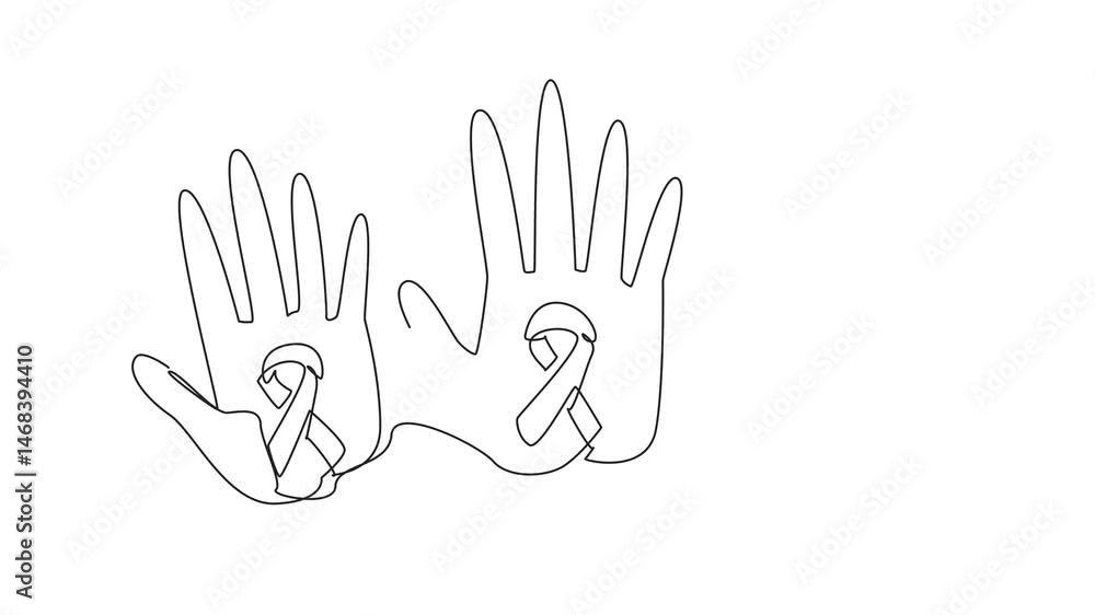 Poster animated self drawing of continuous line drawing three palms with campaign colors. the diverse persp