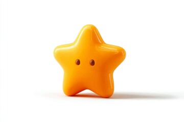 A cheerful orange starshaped toy with a glossy finish perfect for childrens playtime and cre