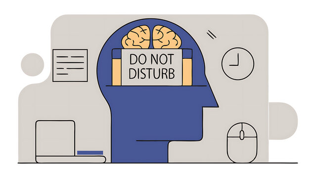focus or do not disturb in thinking or creativity concentrate and eliminate distraction increase productivity concept human head open with do not disturb sign while thinking of business sol 49923886 1