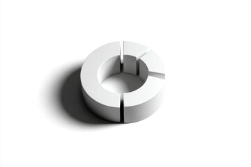 Abstract 3D Ring Design with Segments Minimalist White Geometry for Modern Visuals