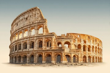 Fototapeta premium Ancient Roman Amphitheater Historical Landmark Architectural Detail Cultural Heritage