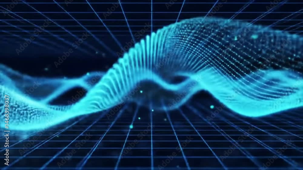 Poster Abstract Digital Waveform Animation with Glowing Particles and Grid Lines