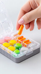 Modern pill organizer with colorful capsules for daily medication management