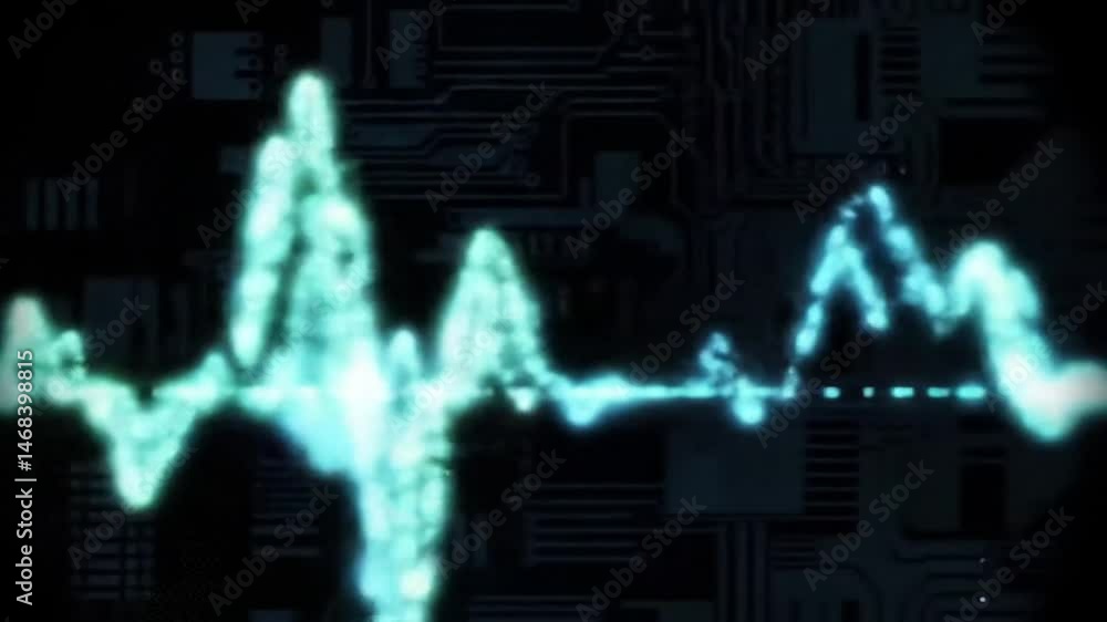 Poster Oscillating Waveform on Circuit Board Background Video