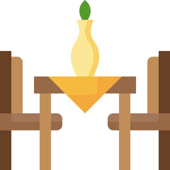 dinner table illustration on a white background    