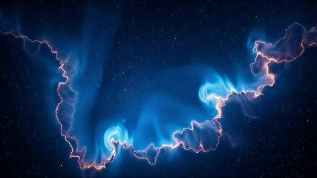 Harnessing electric power, a blue lightning illustration illuminates the dark night sky concept