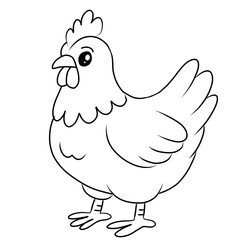 Chicken coloring page illustration for kids
