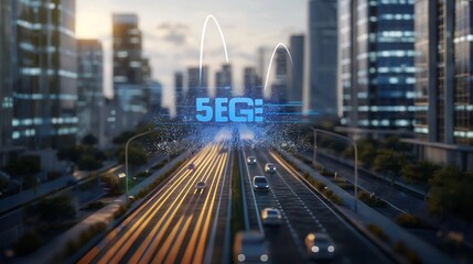 5G Network Over City Highway