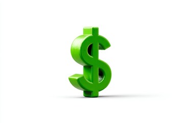 Obraz premium Green Dollar Sign Isolated on White Background for Finance and Economy Concepts