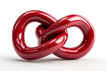 Fototapeta premium Interlocking Red Rings Abstract Sculpture for Design and Artistic Projects