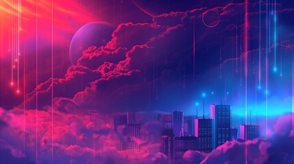 Neon City Above the Clouds